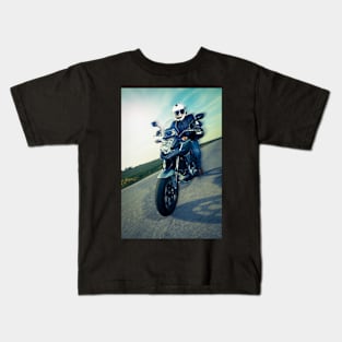 Biker on the road Kids T-Shirt